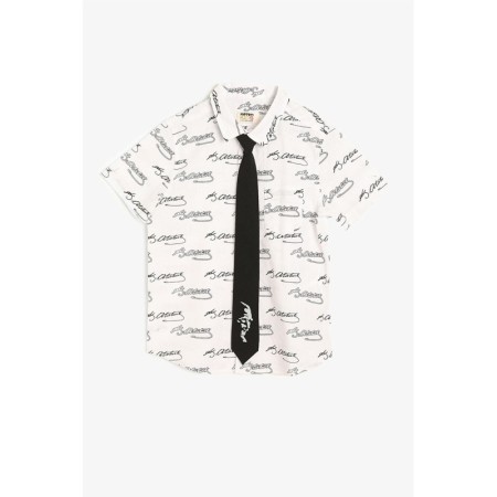 Koton Erkek Çocuk Beyaz Desenli Gömlek 0YKB66737TW