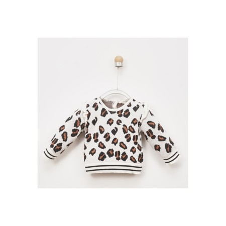 Panço Kız Bebek Fırfır Kollu Triko Kazak 2021GB18007