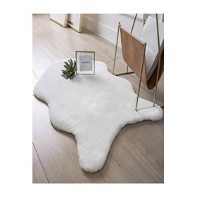 Foneks Halı Beyaz Post Peluş Halı 80x150cm