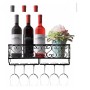 Siyah Duvara Monte Şarap Rafı 6 Şarap Kadehi Tutuculu G 50 cm x D 10 cm x Y 17 cm